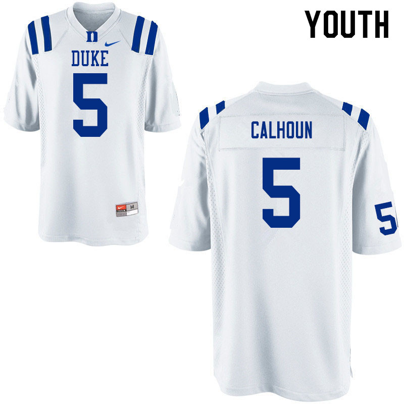 Youth #5 Jalon Calhoun Duke White Devils College Football Jerseys Sale-White
